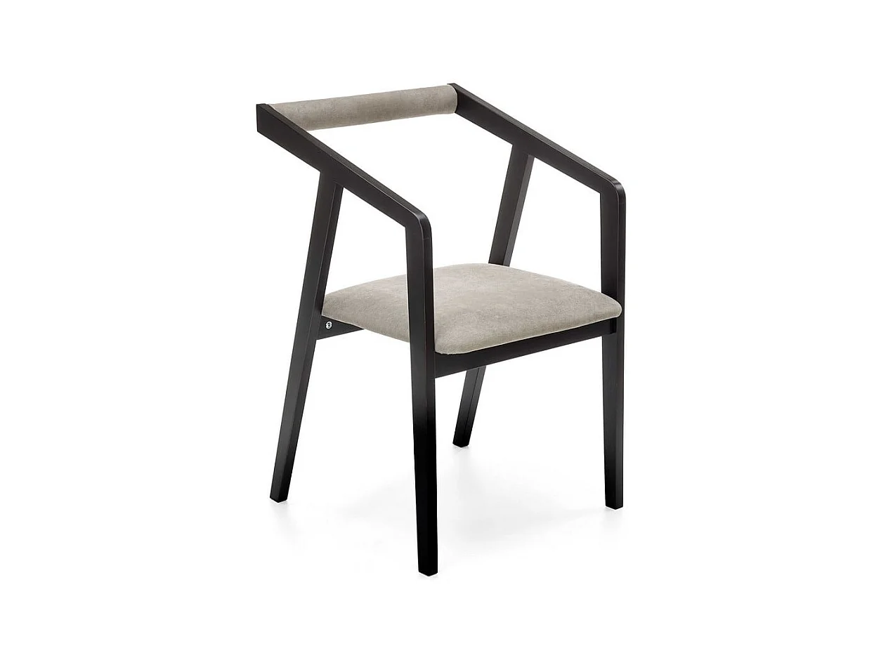 Chaise design avec structure noire en bois massif et velours gris OCTANT