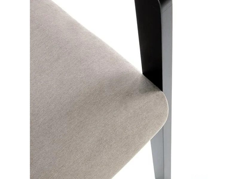 Silla de diseño con estructura de madera maciza negra y OCTANT de terciopelo gris