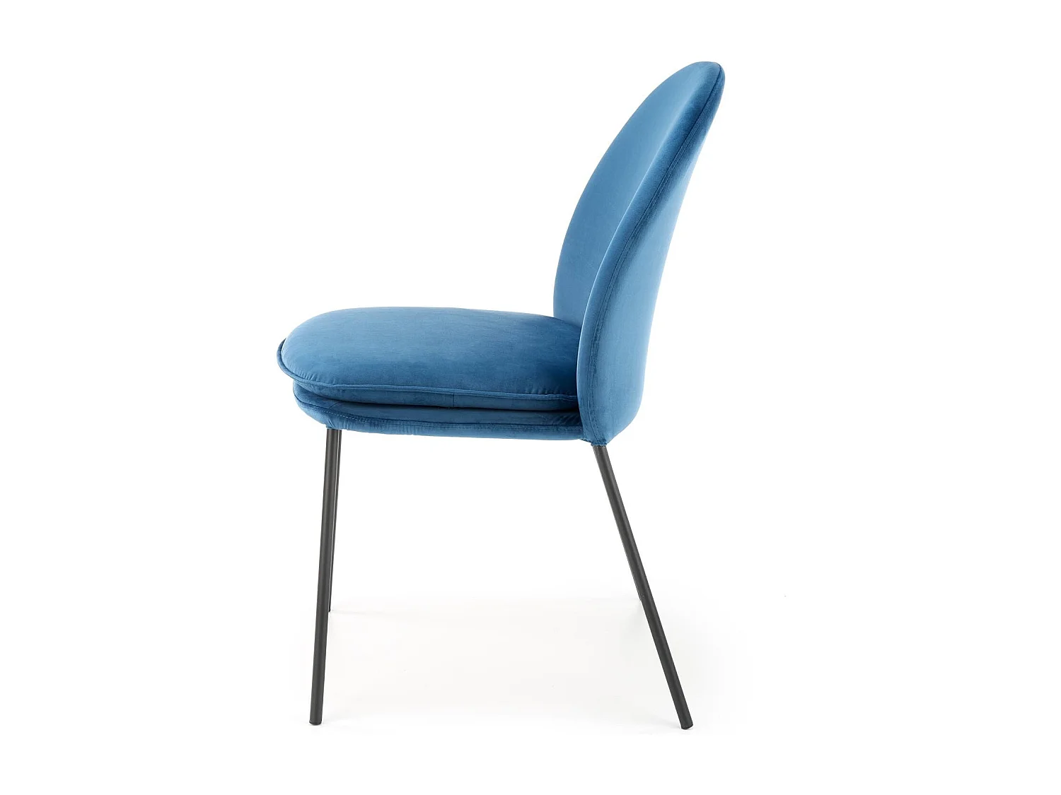 Chaise en velours bleu avec fins pieds en métal noir MEET