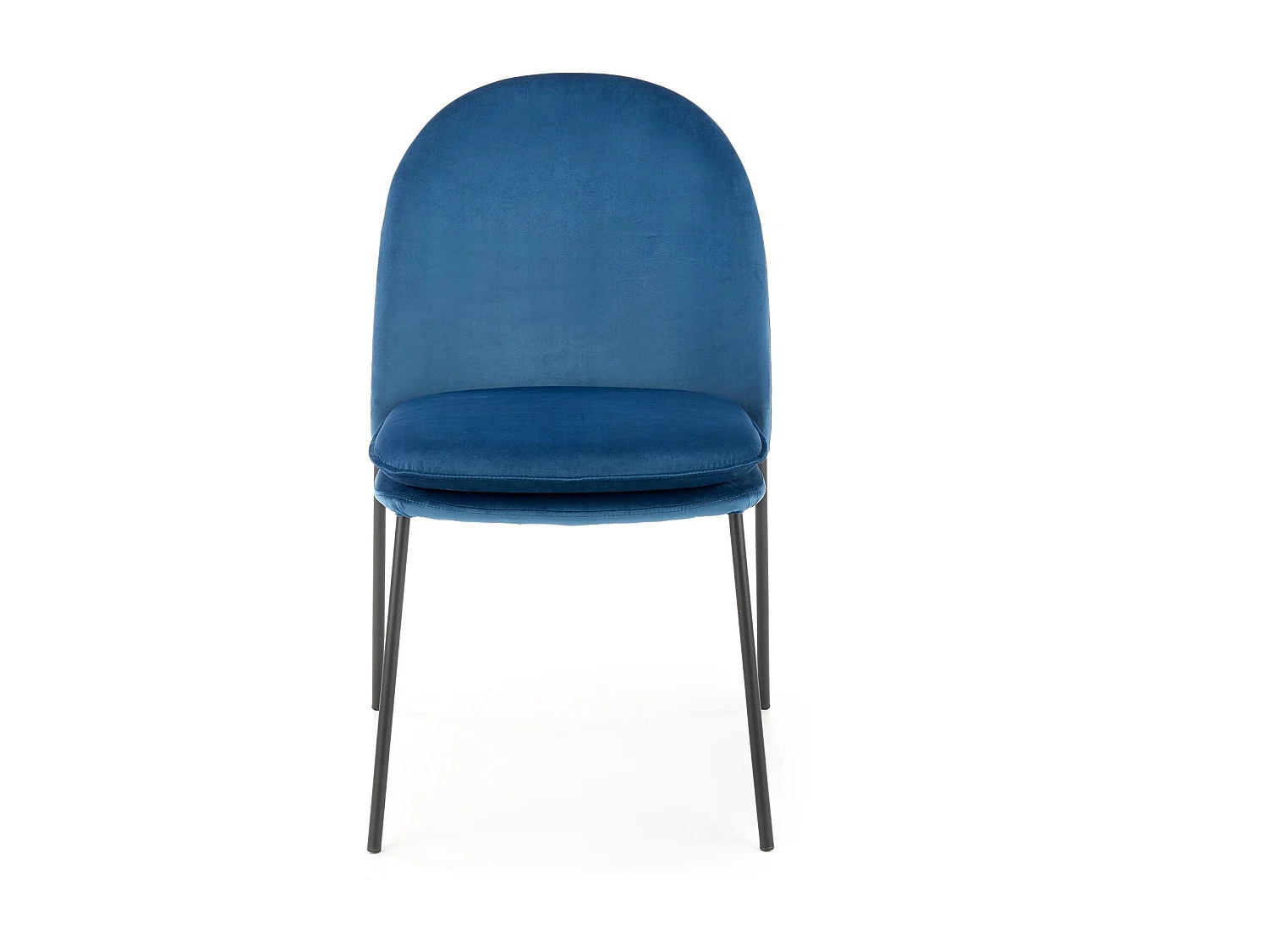 Chaise en velours bleu avec fins pieds en métal noir MEET