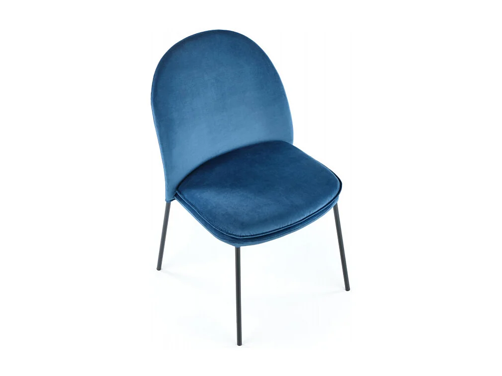 Chaise en velours bleu avec fins pieds en métal noir MEET