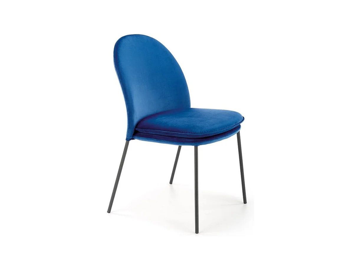 Chaise en velours bleu avec fins pieds en métal noir MEET