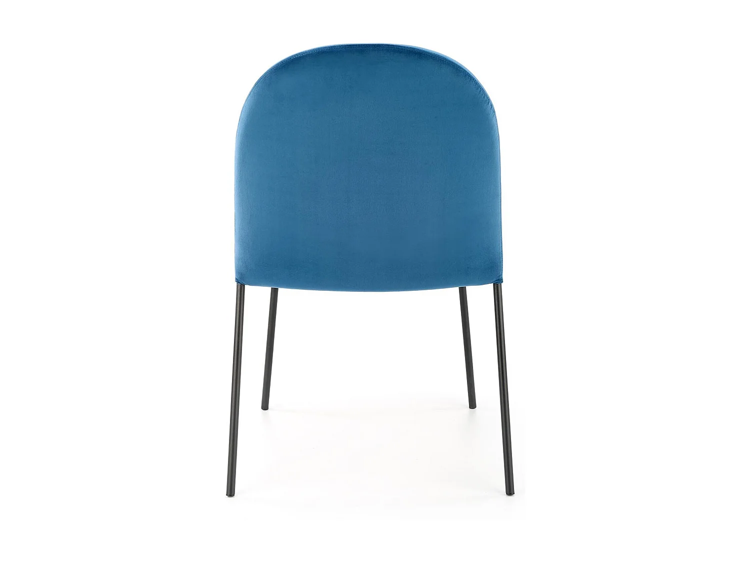 Silla de terciopelo azul con finas patas de metal negro MEET