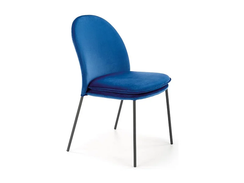 Chaise en velours bleu avec fins pieds en métal noir MEET