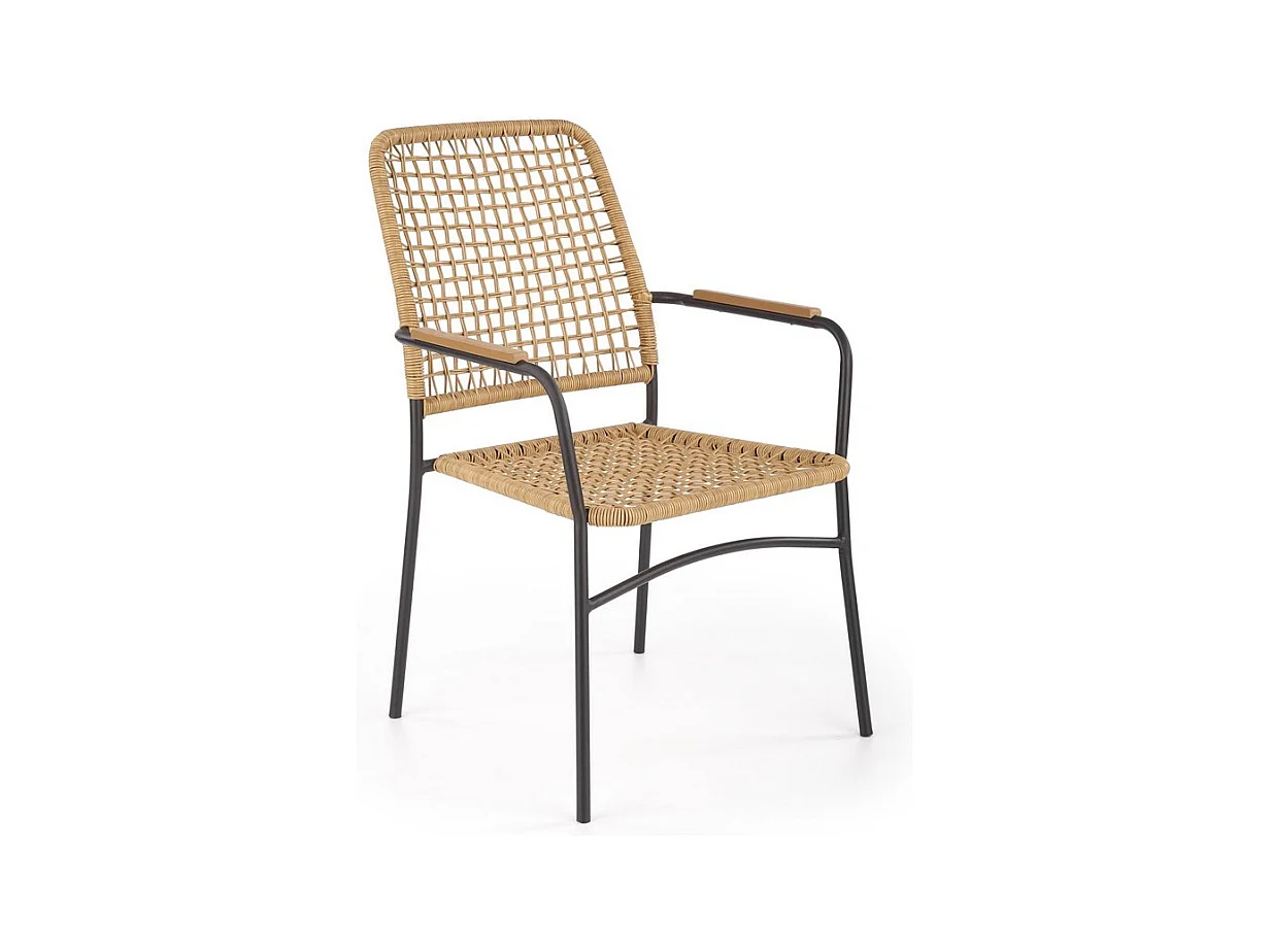 Chaise en rotin synthétique avec structure en métal noir GAUVAIN