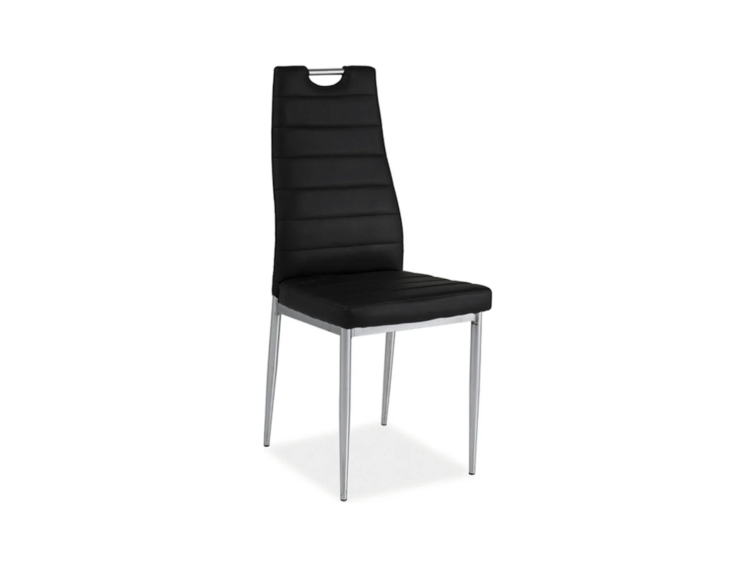 Sedia di design Modo con gambe cromate ed ecopelle nera