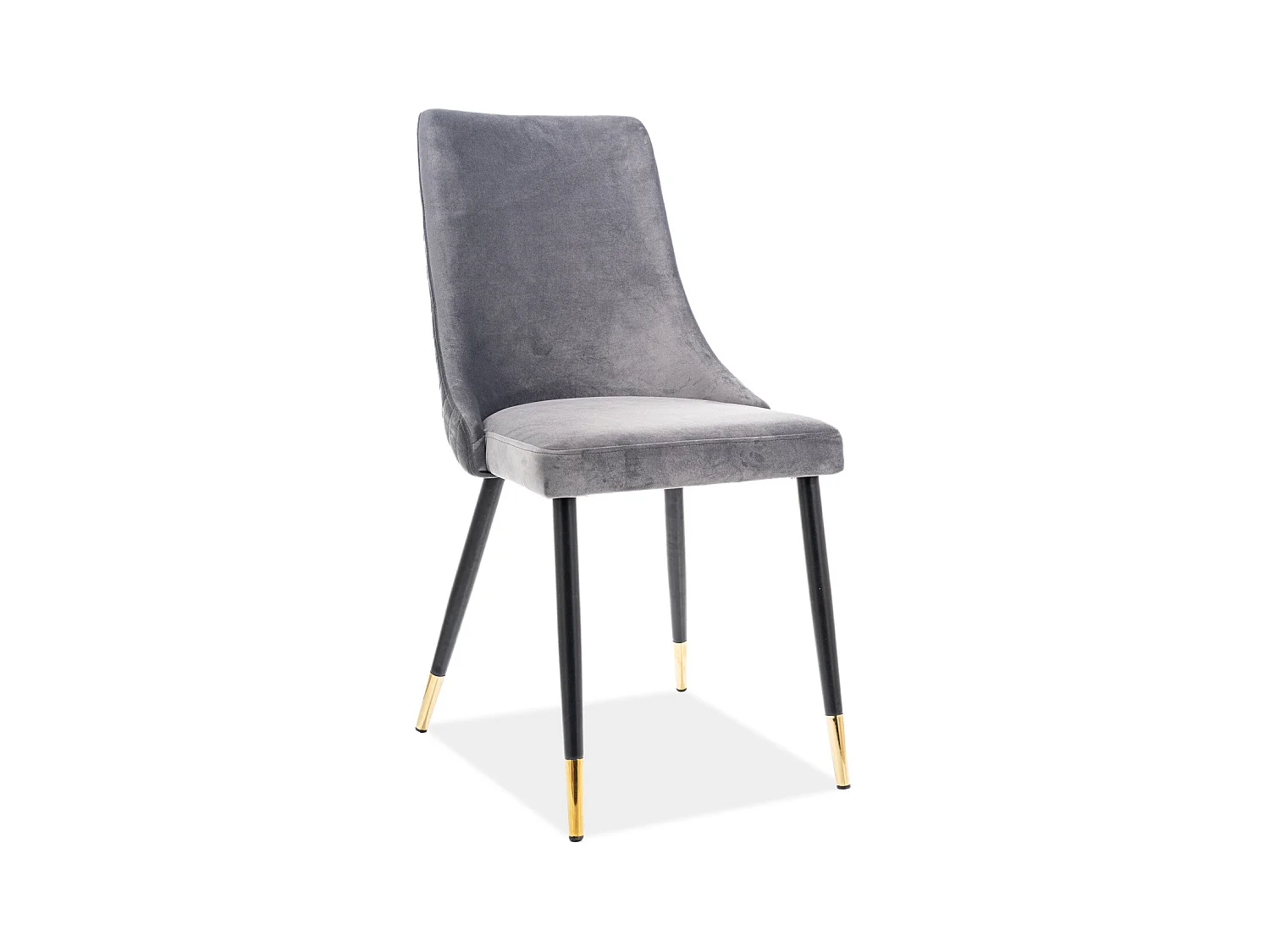 Chaise design métal noir & doré et velours gris Sommer