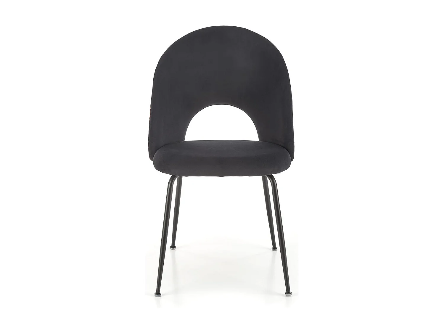 Chaise en velours noir avec dossier imprimé floral Marika