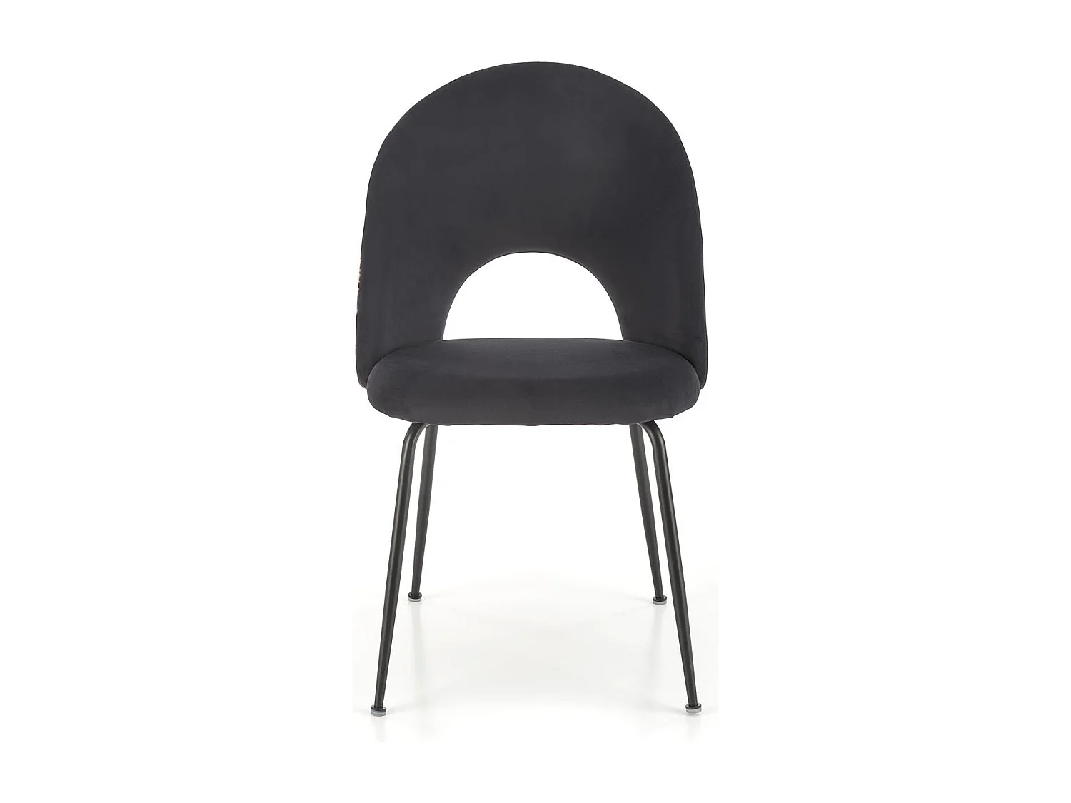 Sedia in velluto nero con schienale a stampa floreale Marika