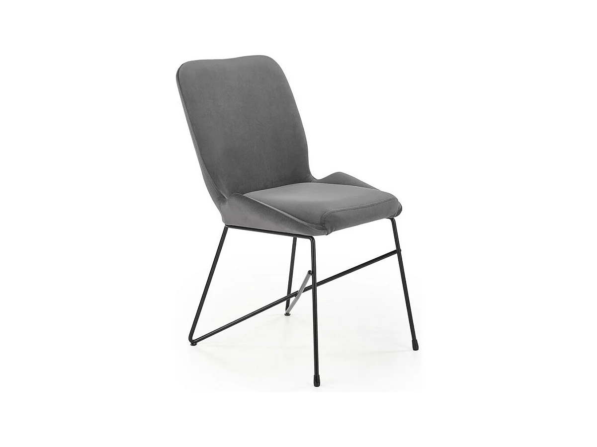Chaise design grise en velours gris AYA2