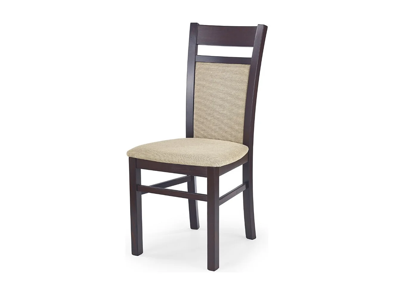 Silla Walsor de madera maciza color nogal y tela beige