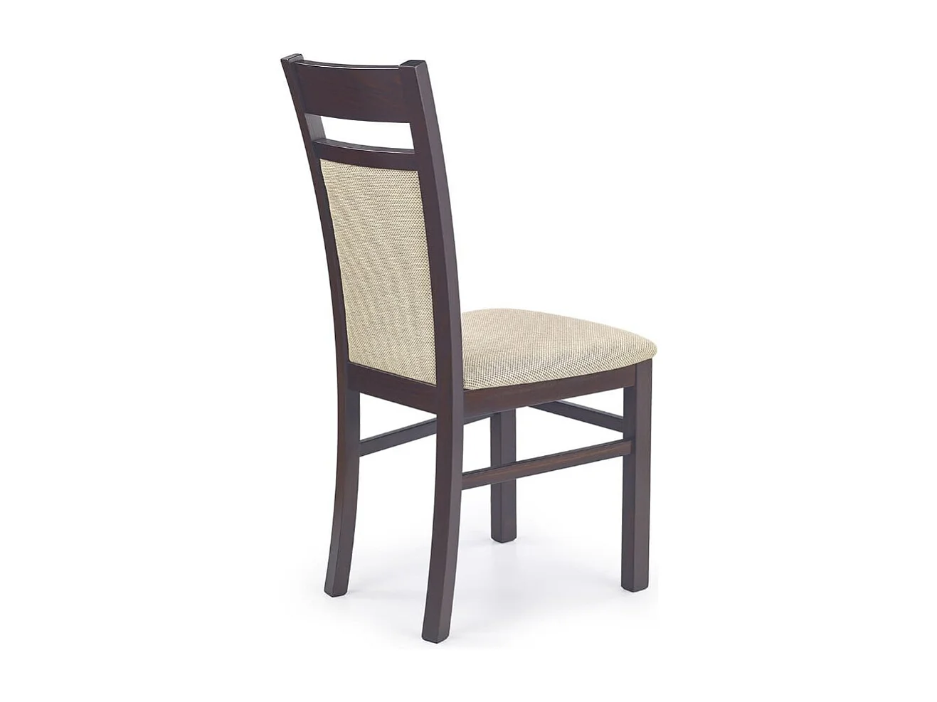 Chaise en bois massif couleur noyer et tissu beige Walsor