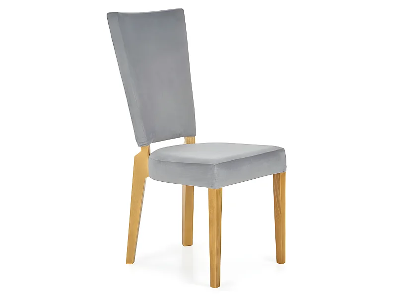 Silla escandinava de tela gris con patas de madera Angel