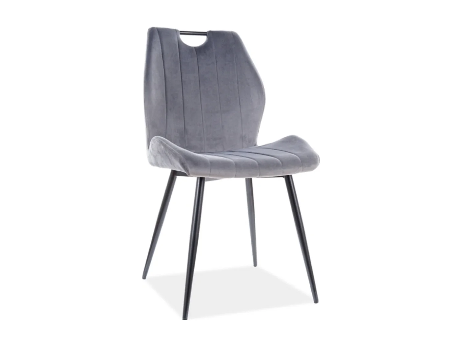 Sedia di design Skal in metallo nero e velluto grigio