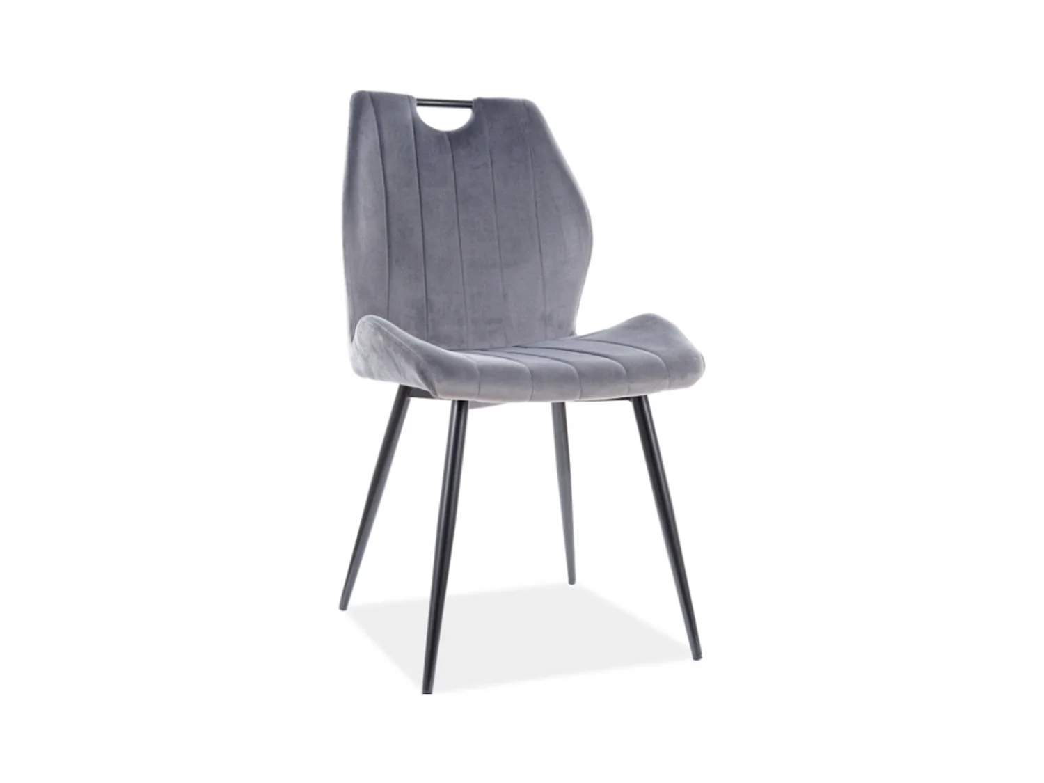 Chaise design métal noir et velours gris Skal