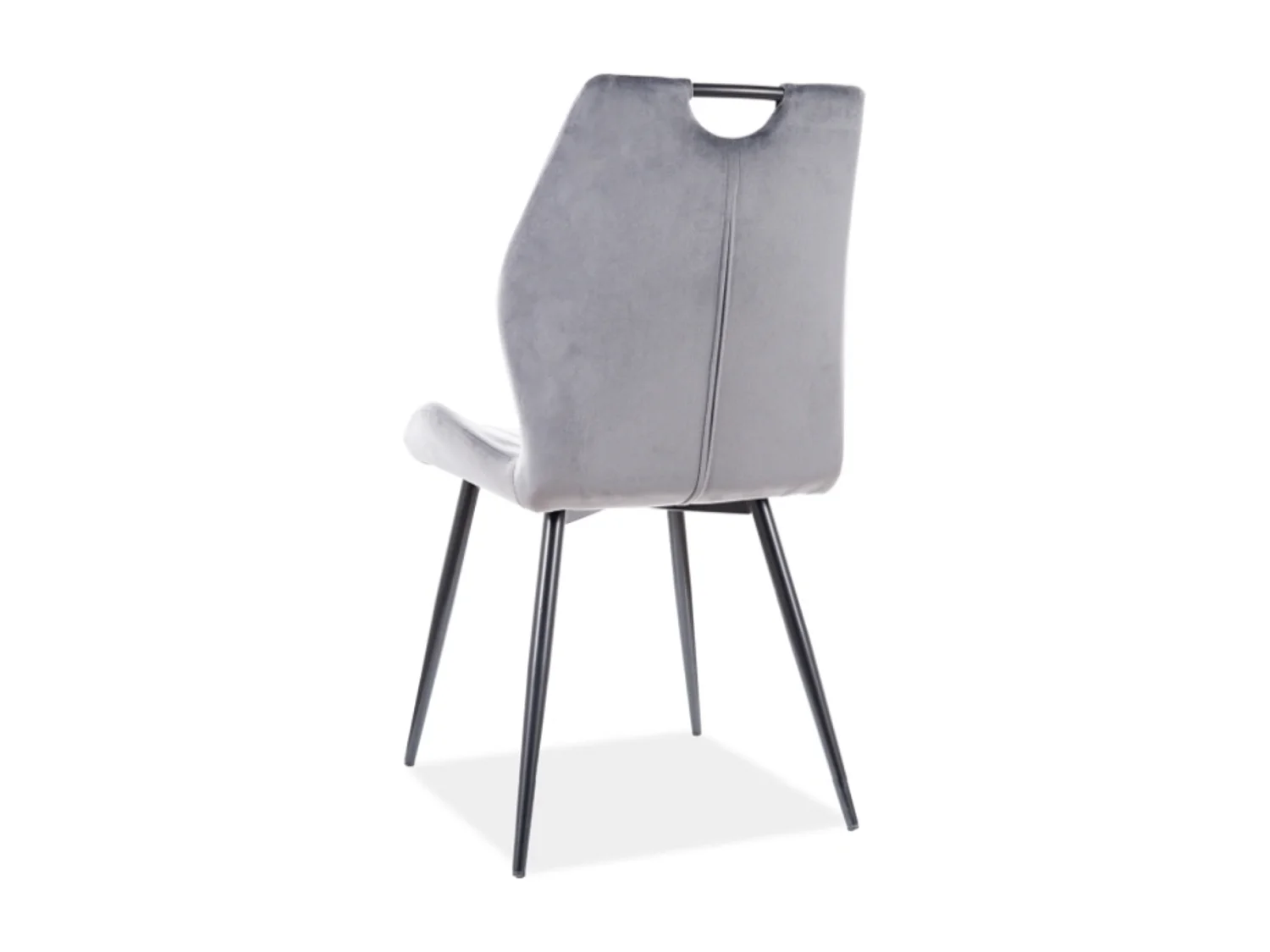 Silla de diseño Skal de metal negro y terciopelo gris