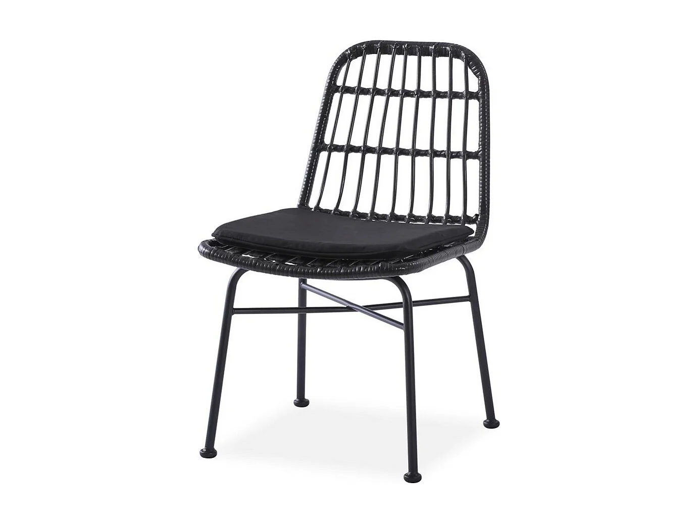 Silla SOLO de ratán sintético negro con cojín gris