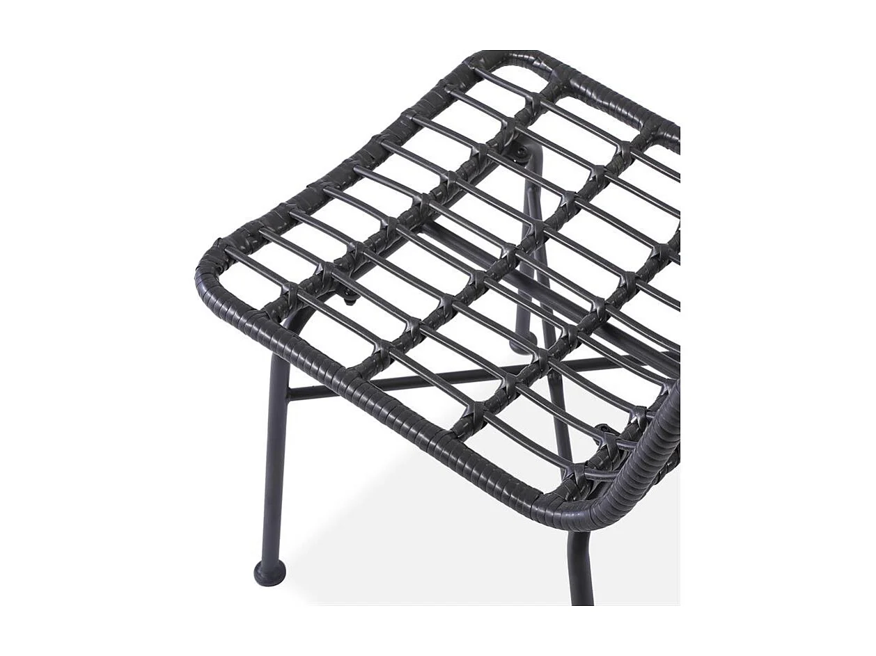Chaise en rotin synthétique noir coussin gris SOLO