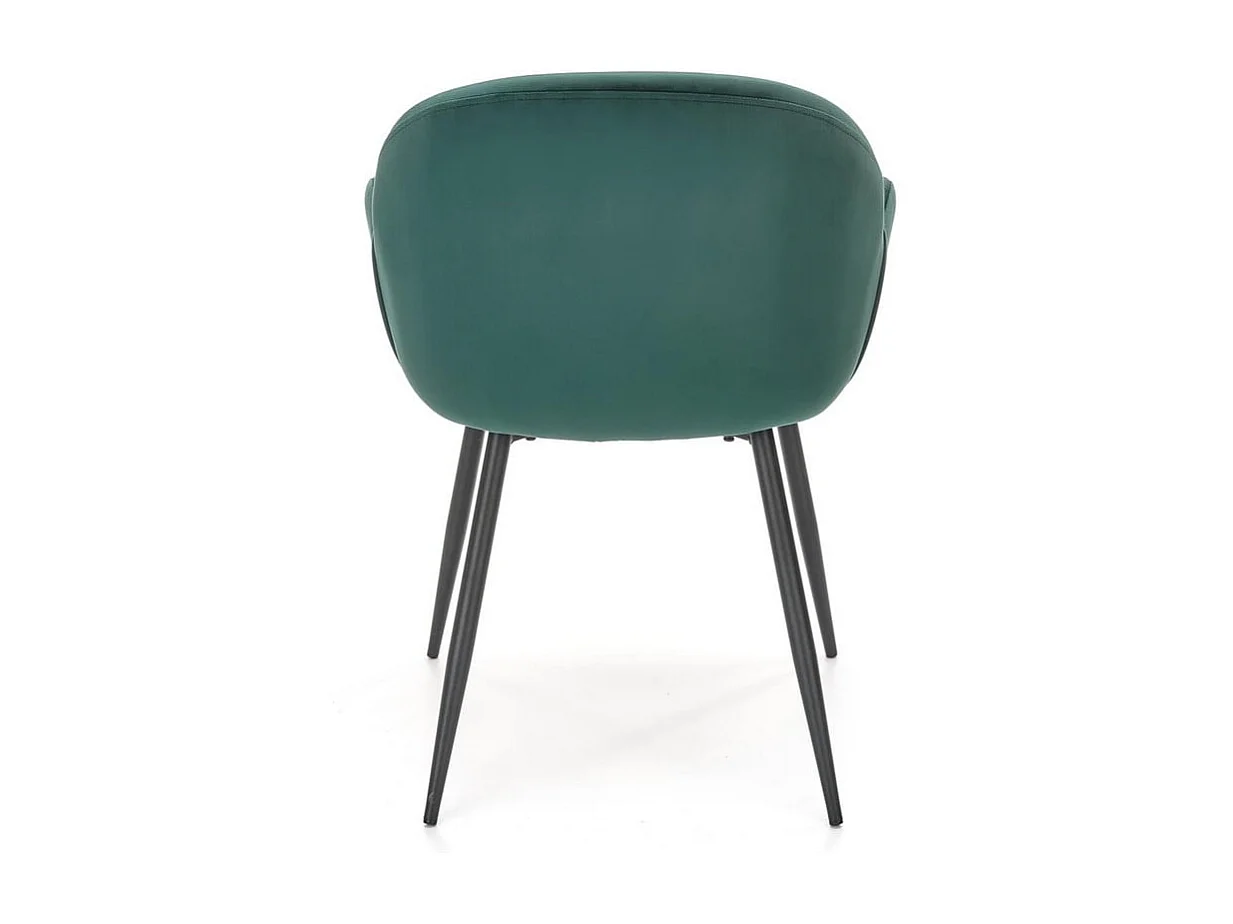 Chaise contemporaine en velours vert avec accoudoirs et pieds en métal noir DOVE