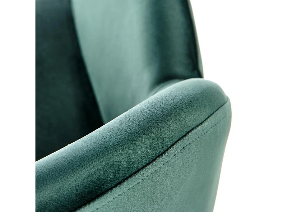 Chaise contemporaine en velours vert avec accoudoirs et pieds en métal noir DOVE