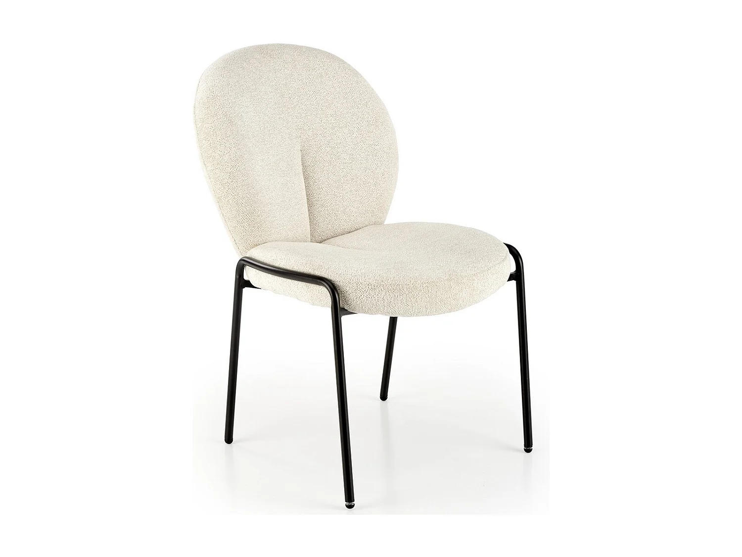 Sedia di design Felipe in tessuto crema con gambe in metallo nero