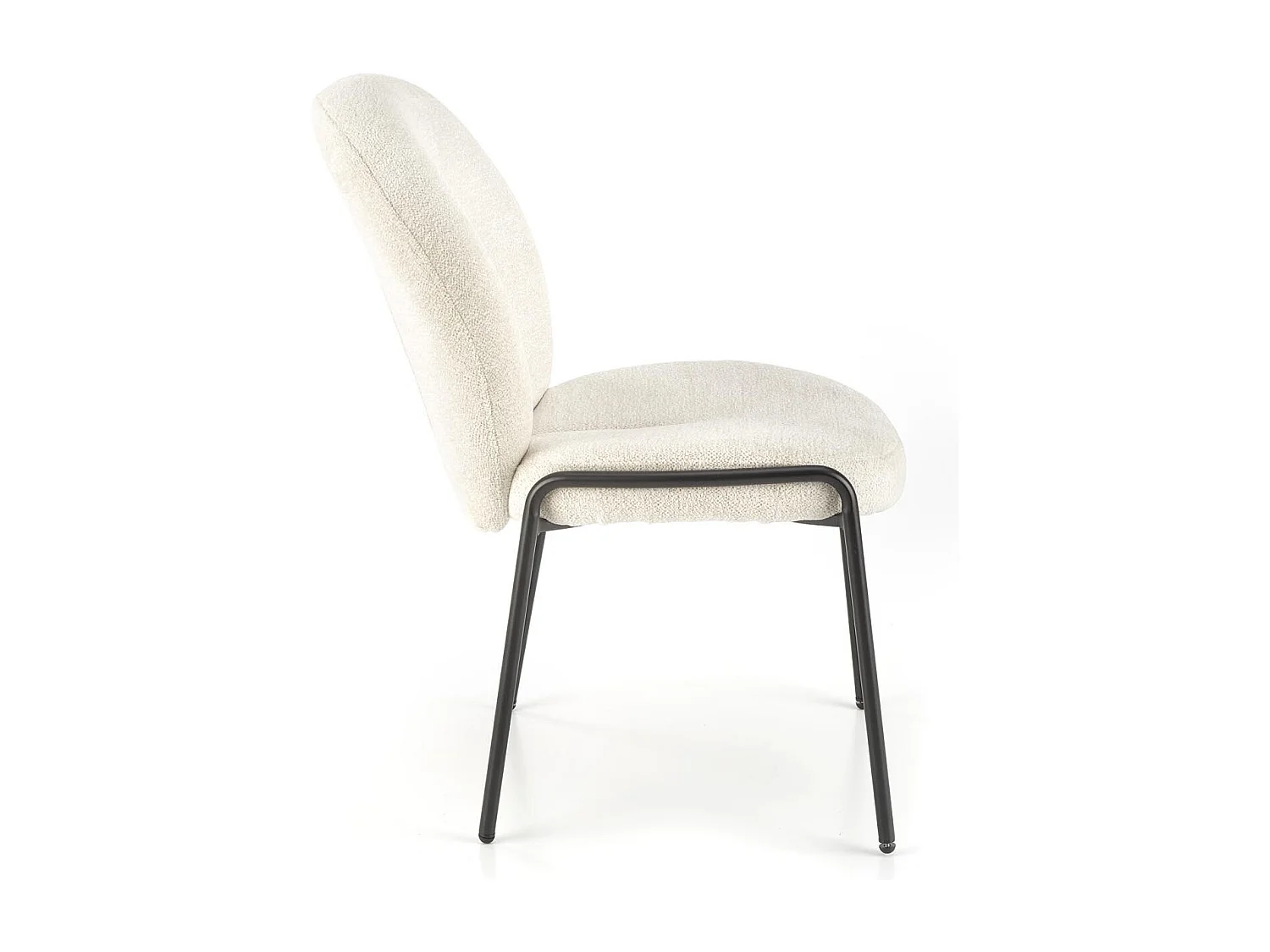 Sedia di design Felipe in tessuto crema con gambe in metallo nero