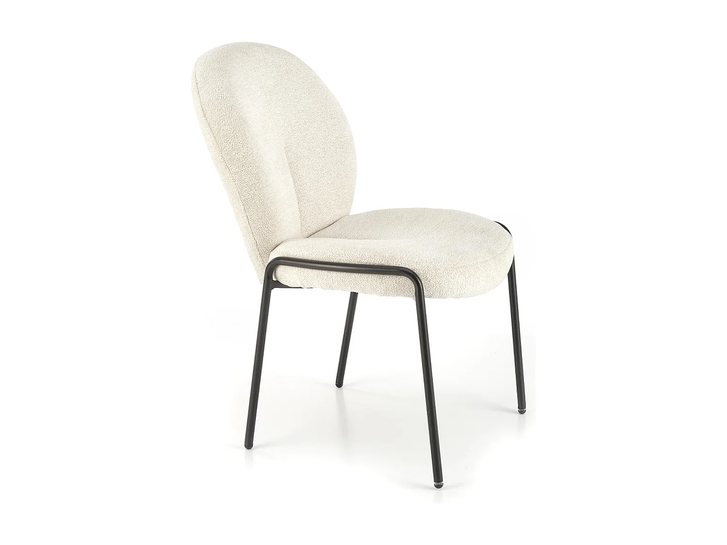 Sedia di design Felipe in tessuto crema con gambe in metallo nero