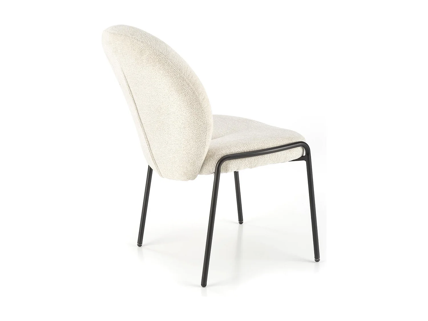 Sedia di design Felipe in tessuto crema con gambe in metallo nero