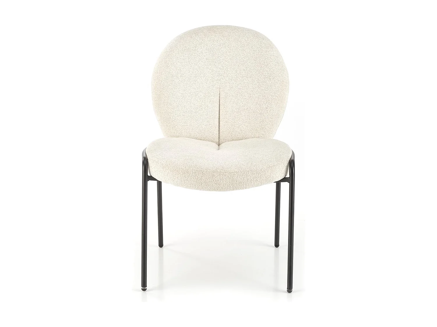 Sedia di design Felipe in tessuto crema con gambe in metallo nero