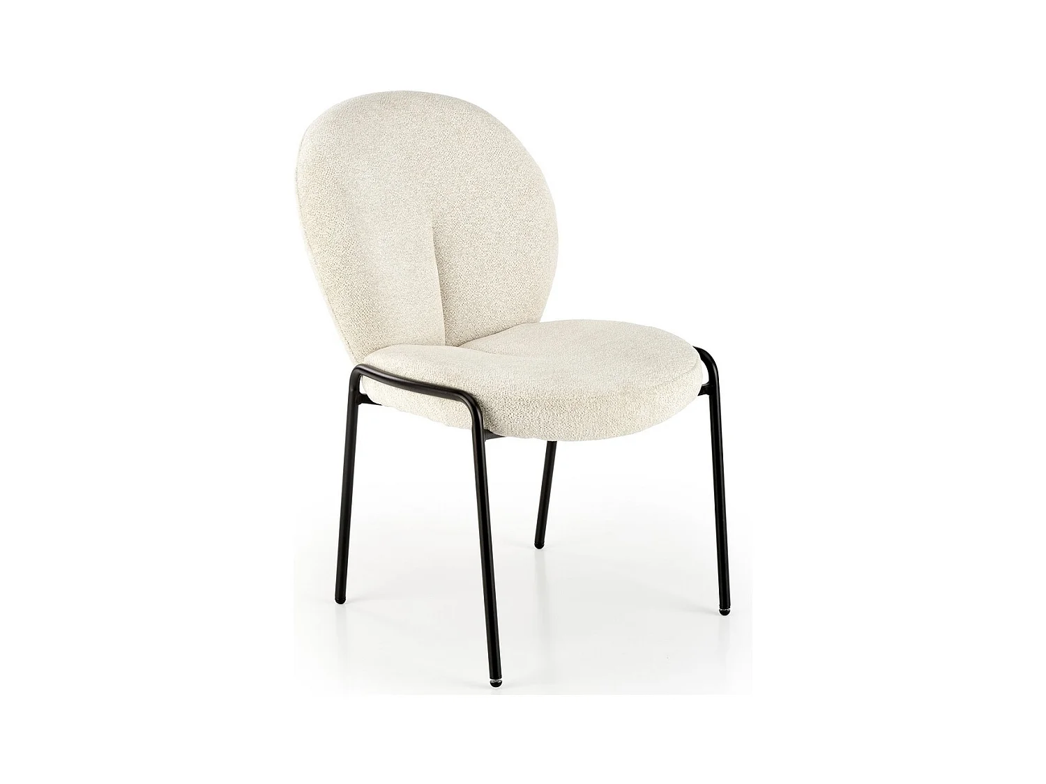Chaise design en tissu couleur crème avec pieds en métal noir Felipe