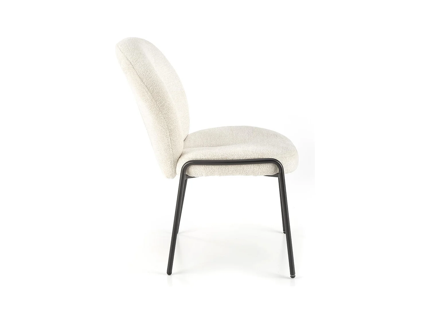 Silla de diseño Felipe en tejido crema con patas de metal negro