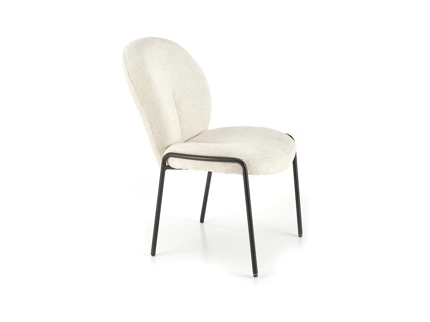 Silla de diseño Felipe en tejido crema con patas de metal negro