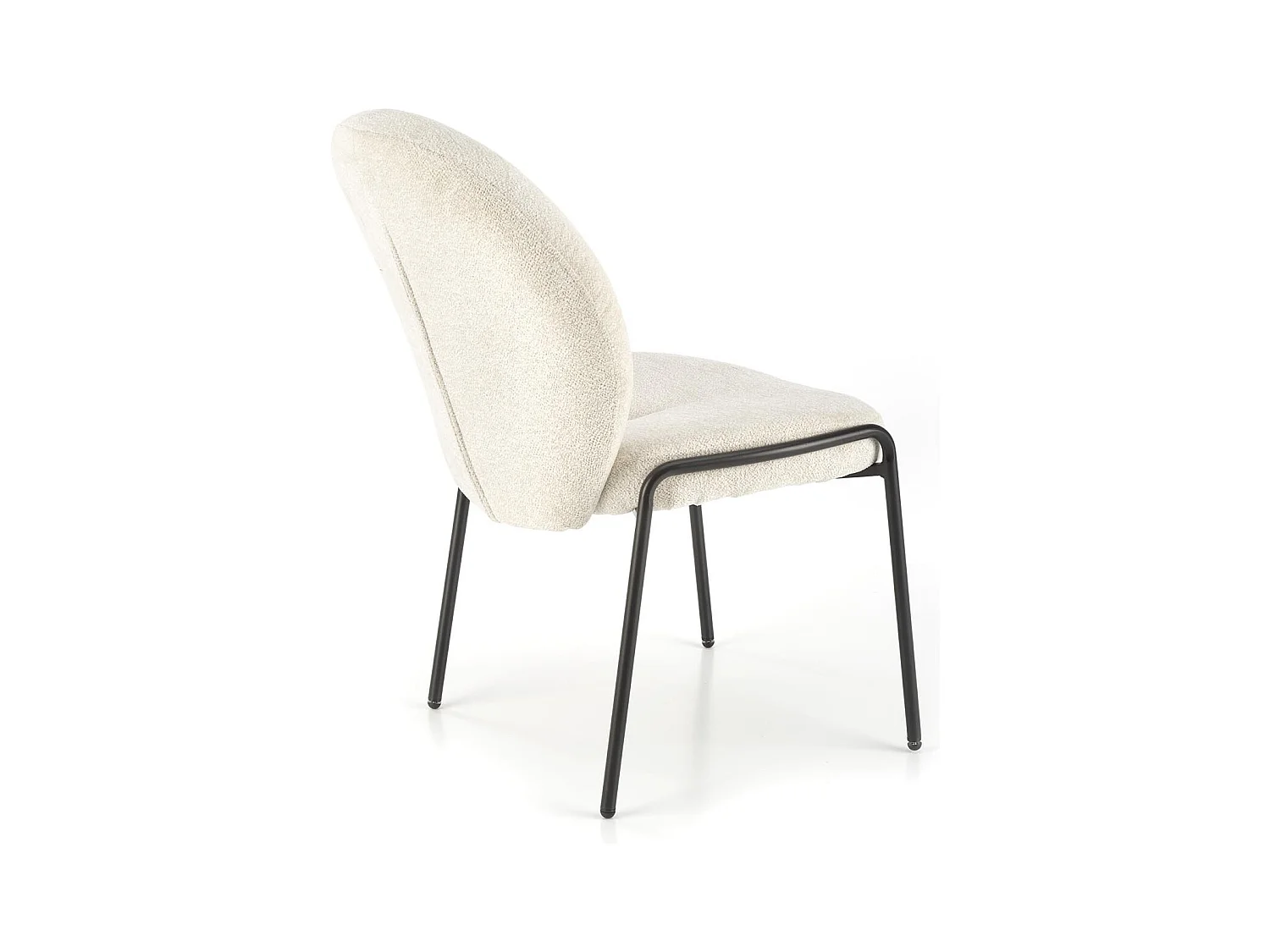 Silla de diseño Felipe en tejido crema con patas de metal negro