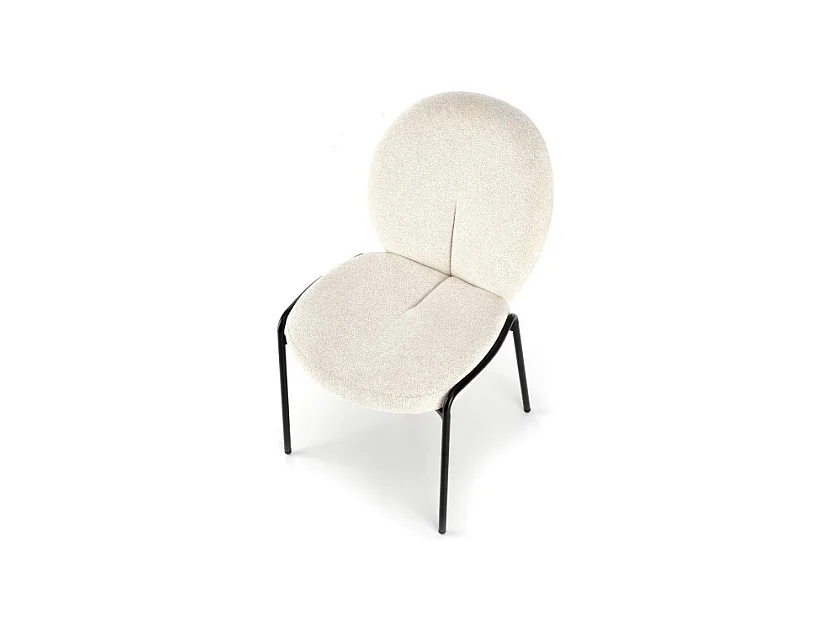 Silla de diseño Felipe en tejido crema con patas de metal negro