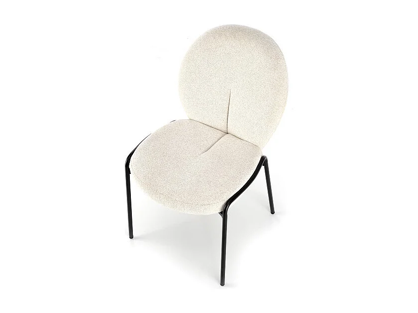 Chaise design en tissu couleur crème avec pieds en métal noir Felipe