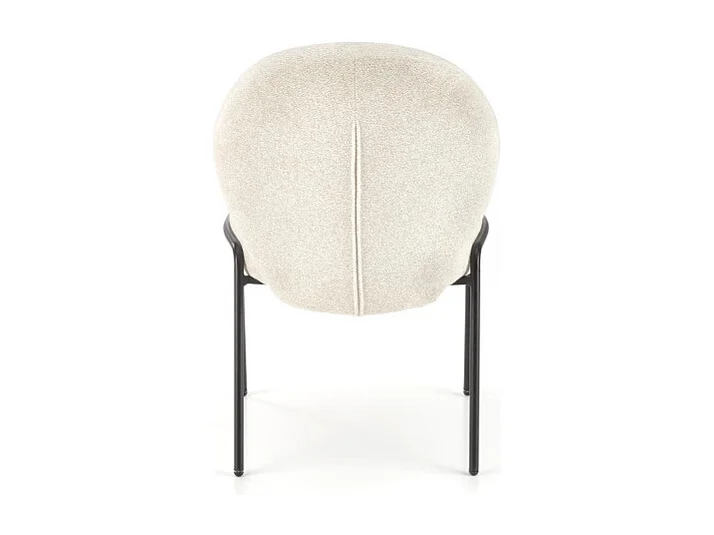 Chaise design en tissu couleur crème avec pieds en métal noir Felipe