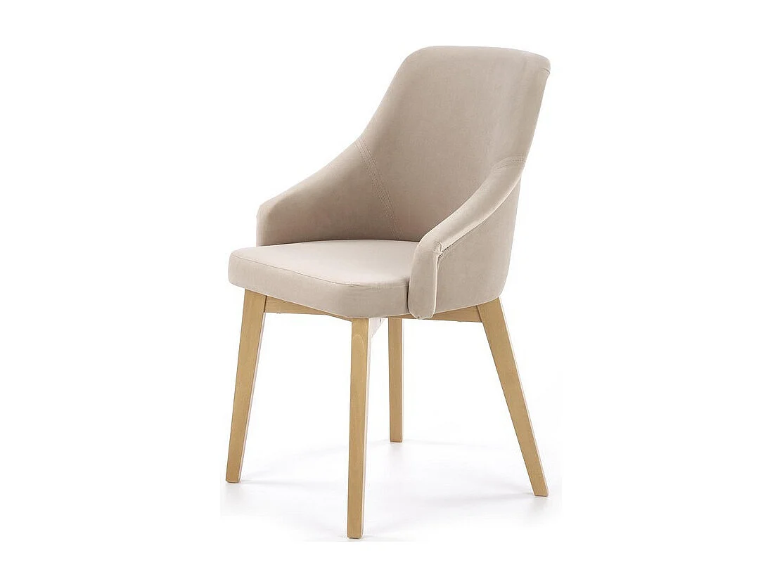 Chaise tissu beige avec pieds en bois de hêtre massif Sweden