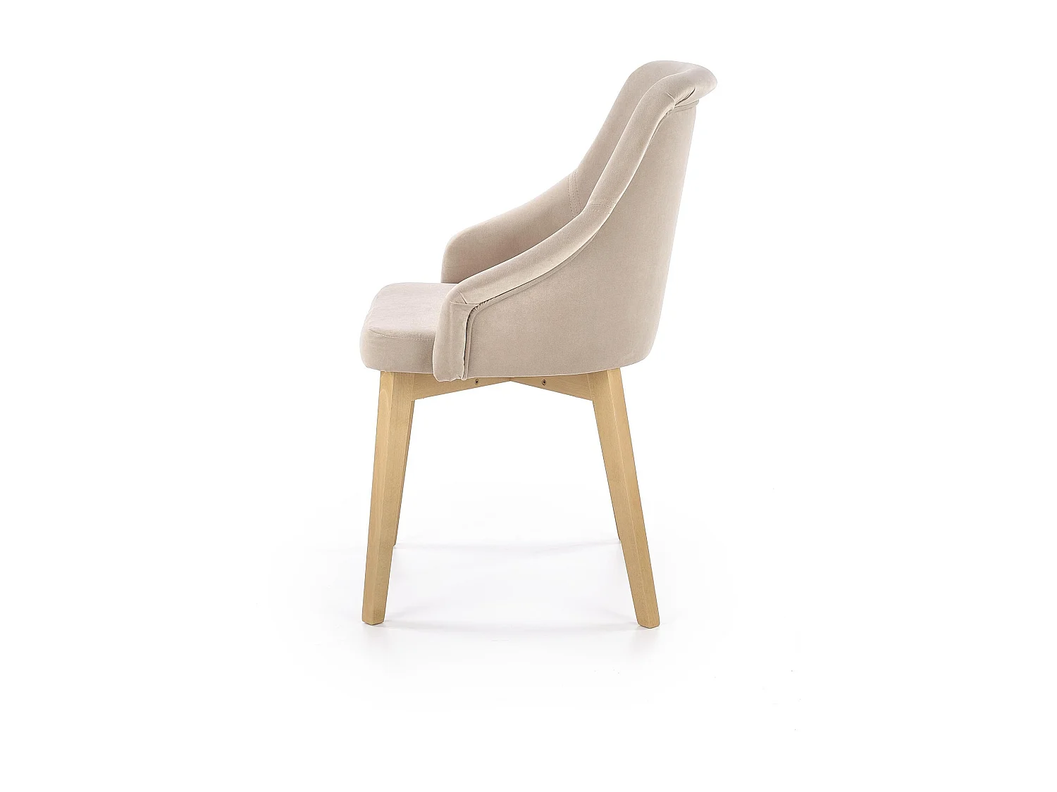 Chaise tissu beige avec pieds en bois de hêtre massif Sweden