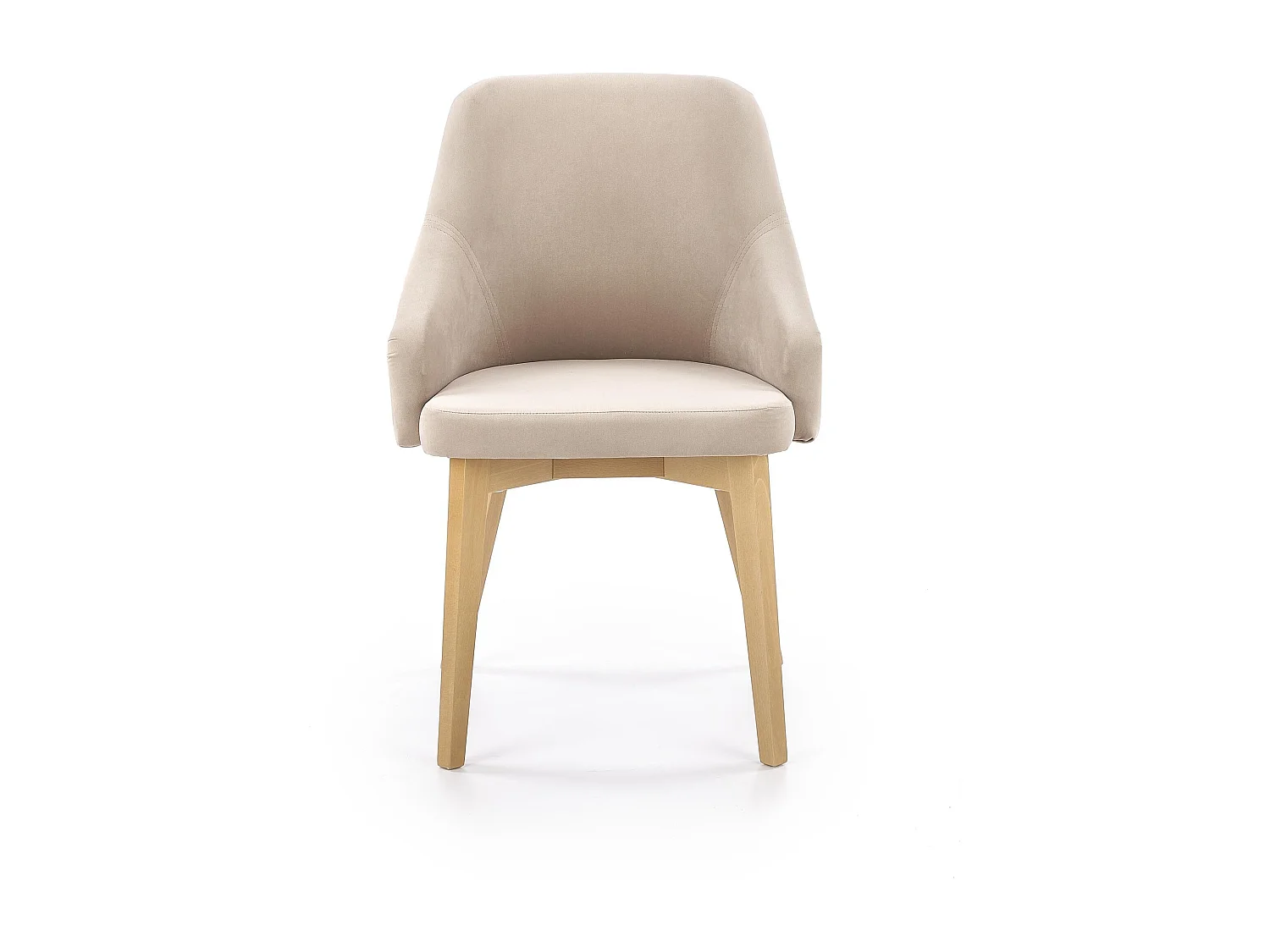 Chaise tissu beige avec pieds en bois de hêtre massif Sweden