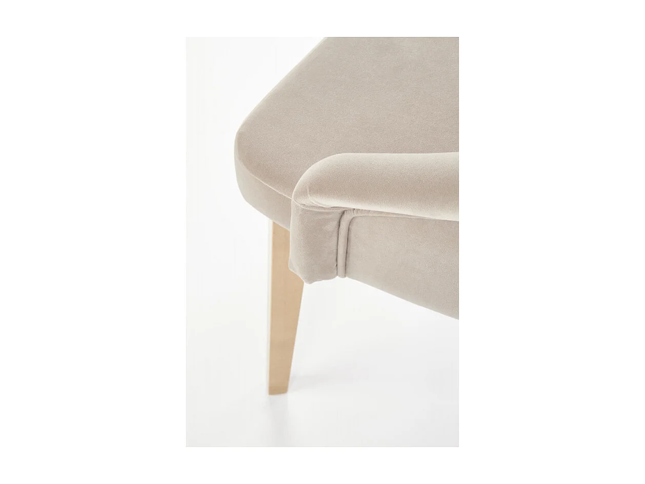 Chaise tissu beige avec pieds en bois de hêtre massif Sweden