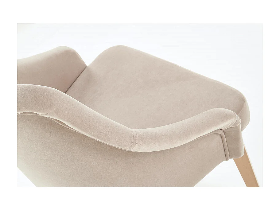 Chaise tissu beige avec pieds en bois de hêtre massif Sweden