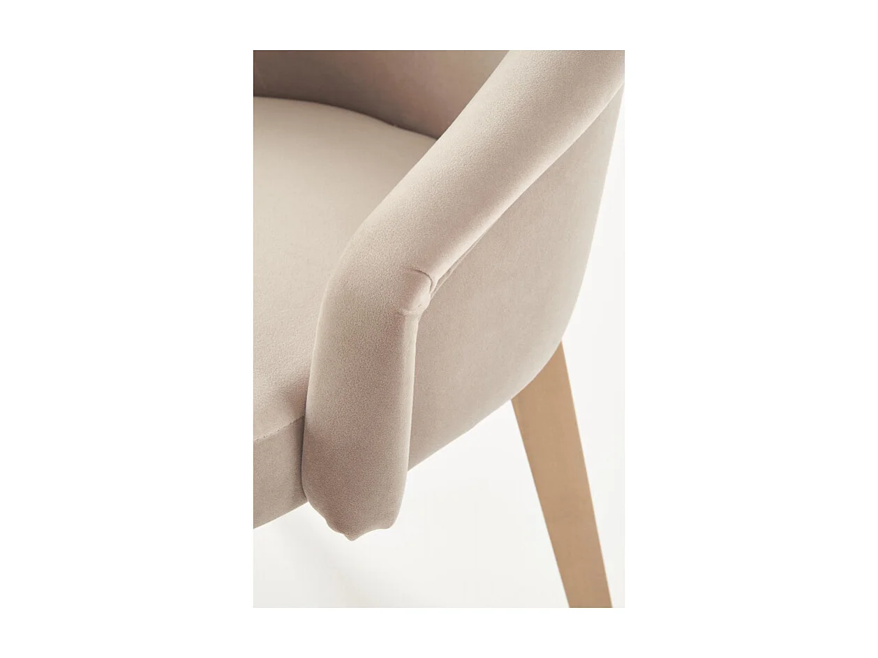 Chaise tissu beige avec pieds en bois de hêtre massif Sweden