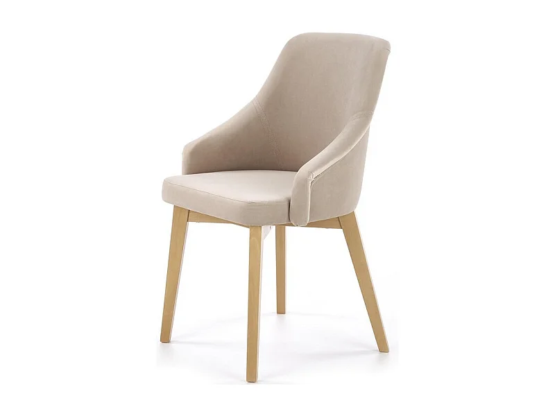 Sedia in tessuto beige con gambe in legno massiccio di faggio Svezia