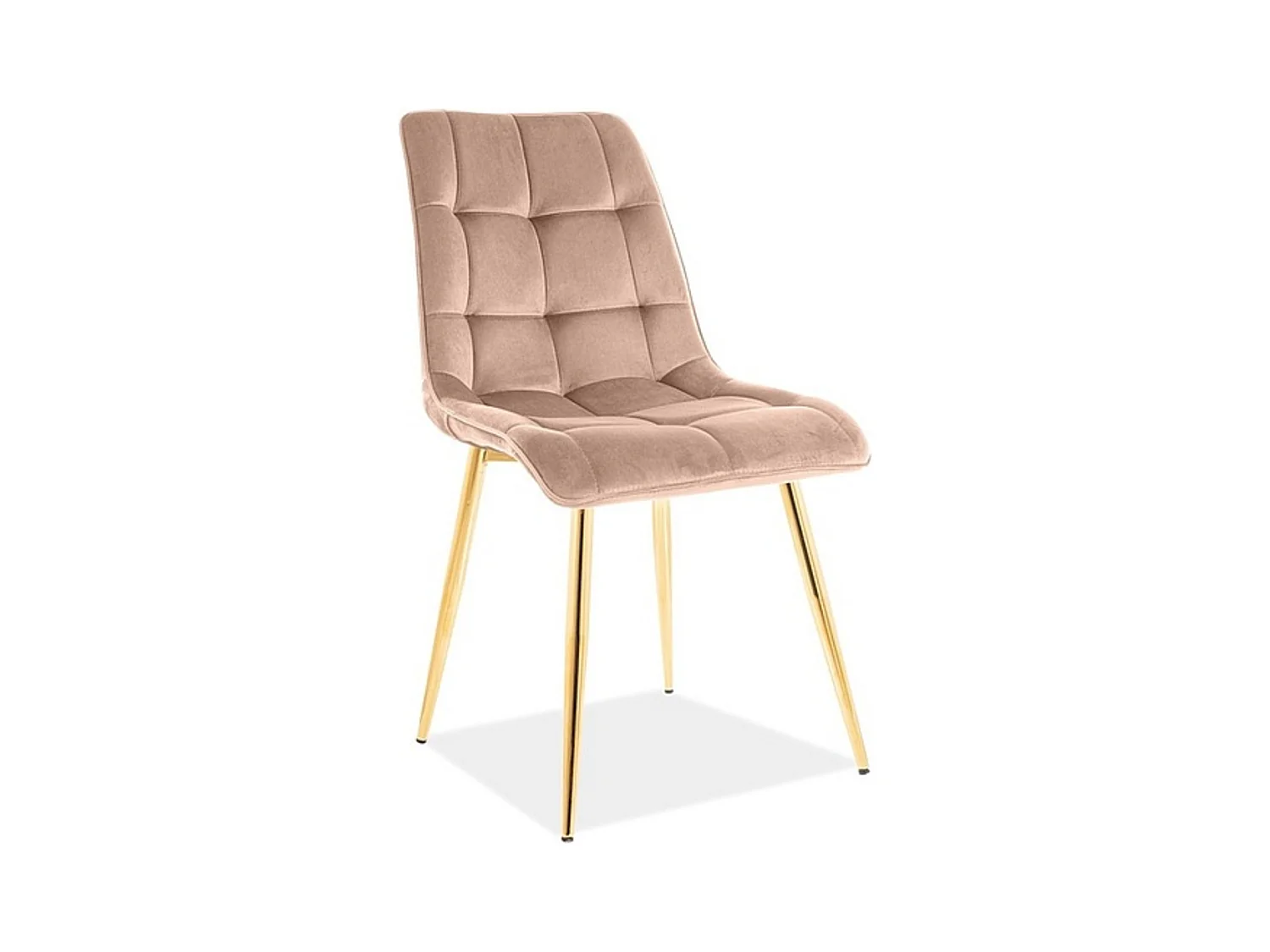 Chaise design velours beige pieds or Harriet