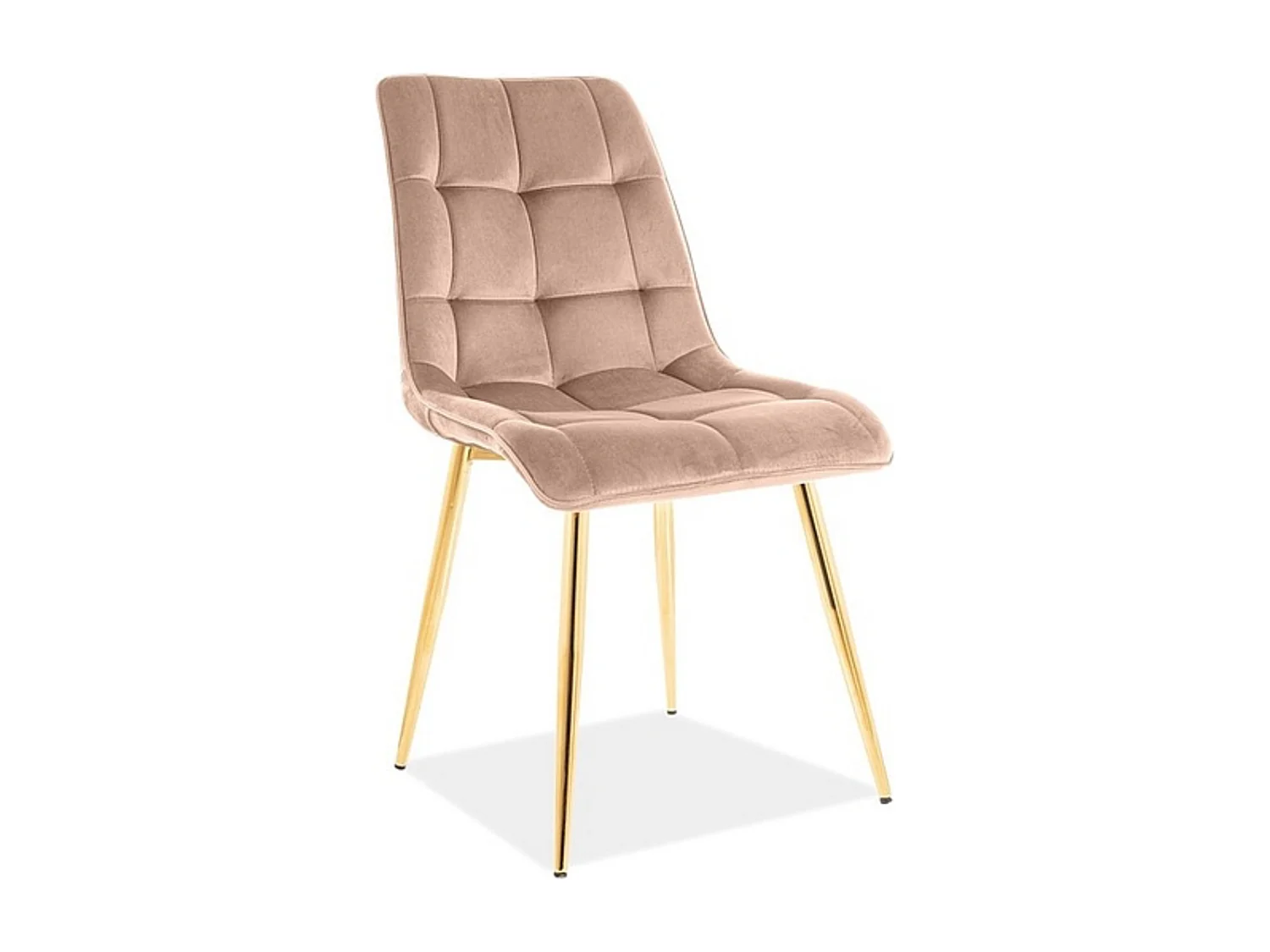 Chaise design velours beige pieds or Harriet