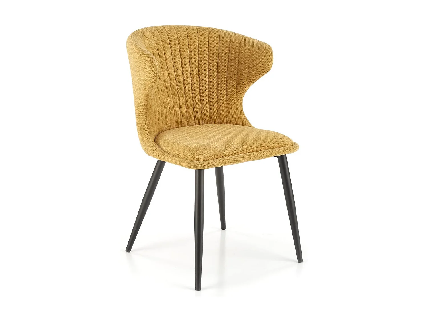 Silla de diseño Symphony amarillo mostaza con patas de metal negro