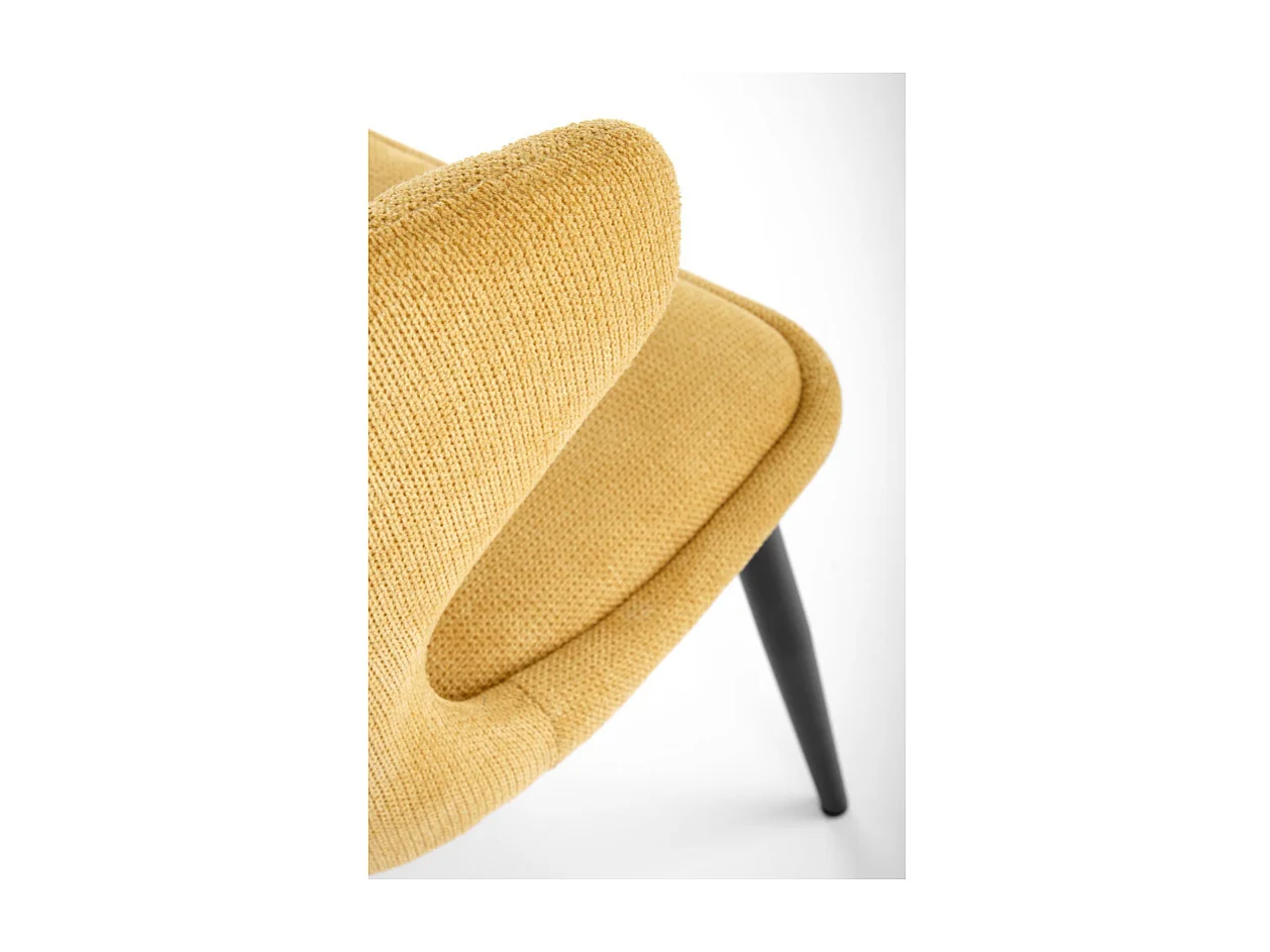 Silla de diseño Symphony amarillo mostaza con patas de metal negro