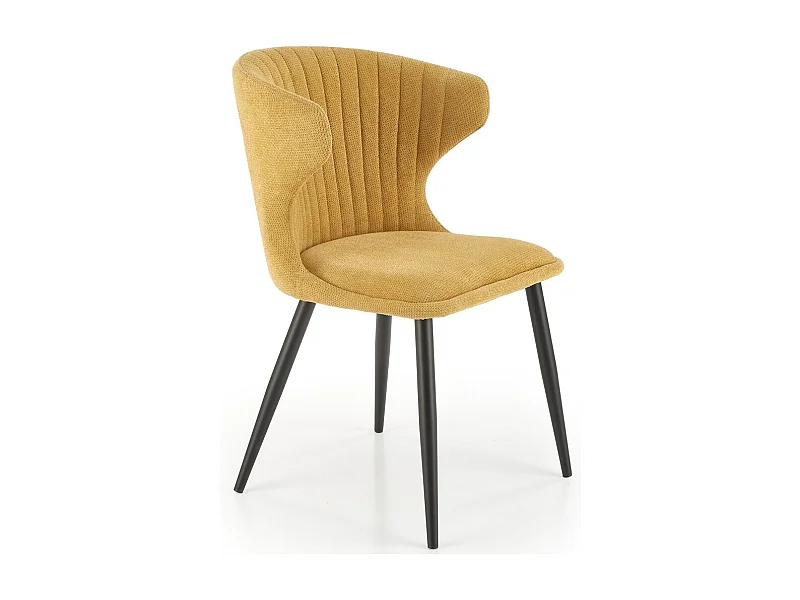 Silla de diseño Symphony amarillo mostaza con patas de metal negro