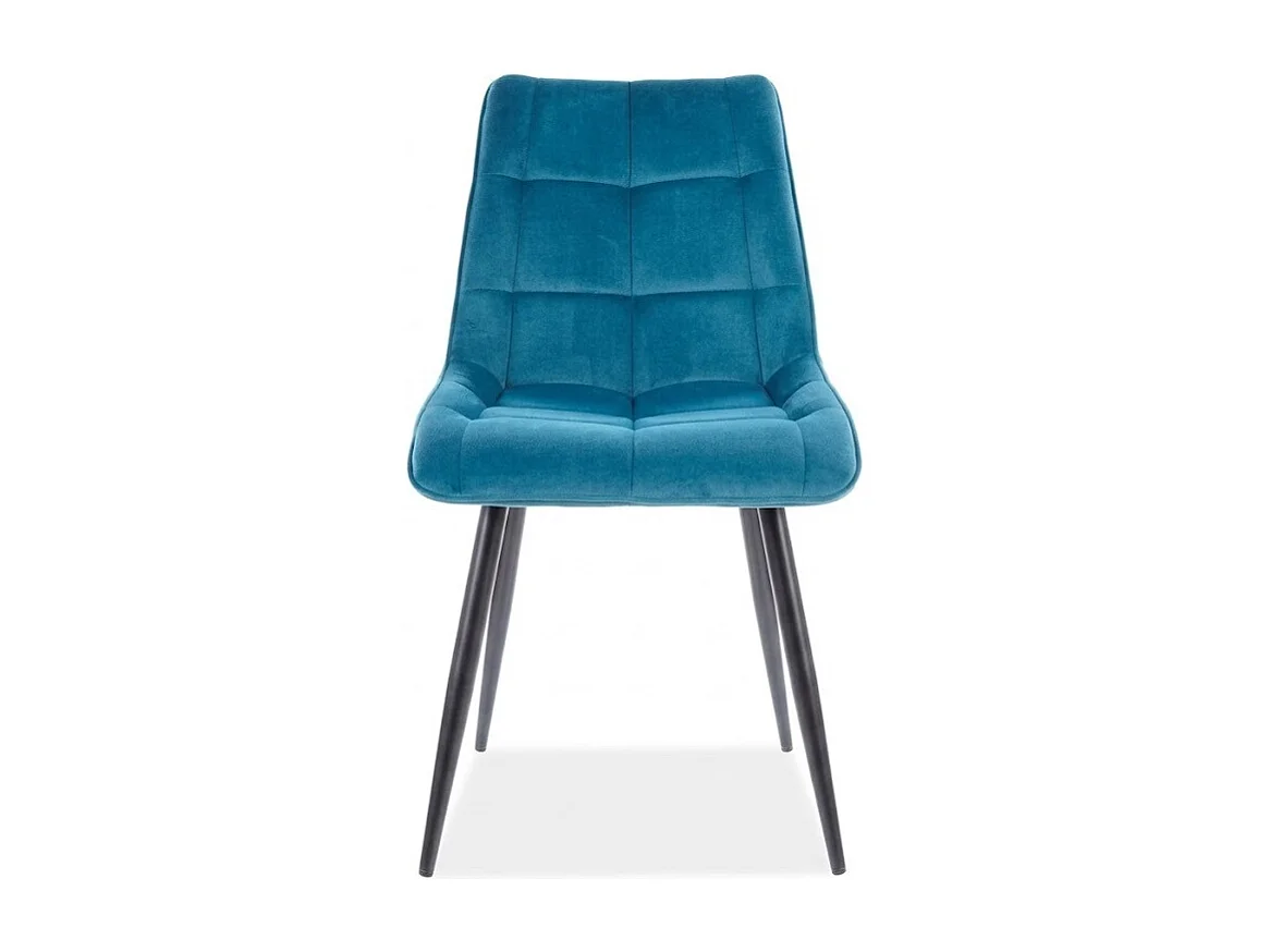 Chaise design velours turquoise pieds noirs Harriet