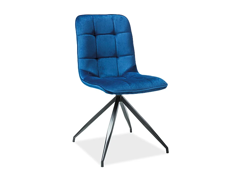 Sedia di design in velluto blu con gambe in Cattleya nero